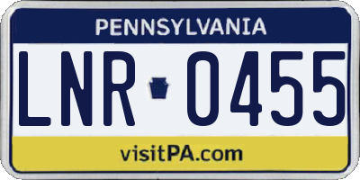 PA license plate LNR0455