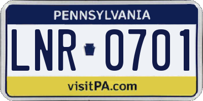 PA license plate LNR0701