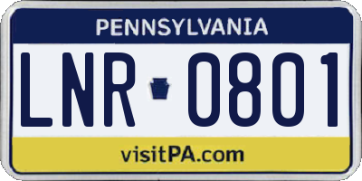 PA license plate LNR0801