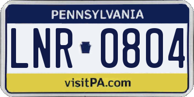 PA license plate LNR0804