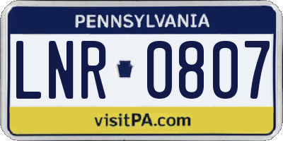 PA license plate LNR0807