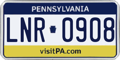 PA license plate LNR0908