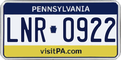PA license plate LNR0922
