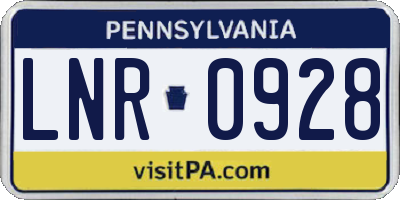 PA license plate LNR0928