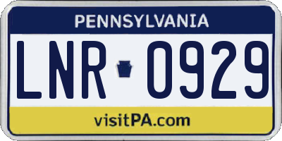 PA license plate LNR0929