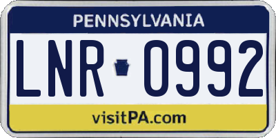 PA license plate LNR0992