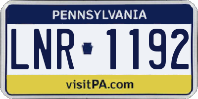 PA license plate LNR1192