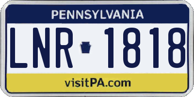 PA license plate LNR1818