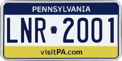 PA license plate LNR2001