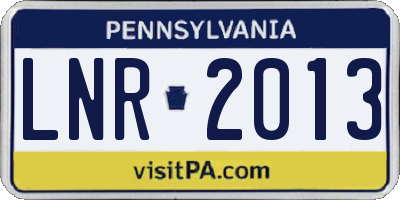 PA license plate LNR2013