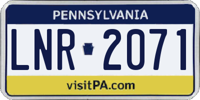 PA license plate LNR2071