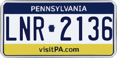 PA license plate LNR2136