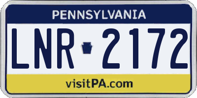 PA license plate LNR2172