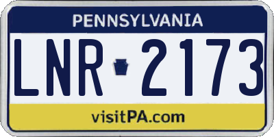 PA license plate LNR2173