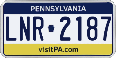 PA license plate LNR2187
