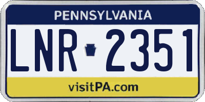 PA license plate LNR2351