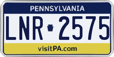 PA license plate LNR2575