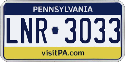 PA license plate LNR3033