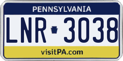 PA license plate LNR3038
