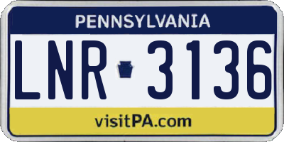 PA license plate LNR3136