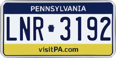 PA license plate LNR3192