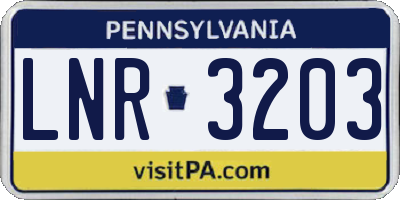 PA license plate LNR3203