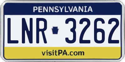 PA license plate LNR3262