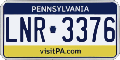 PA license plate LNR3376