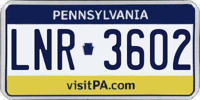 PA license plate LNR3602