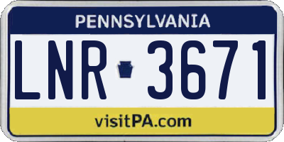 PA license plate LNR3671