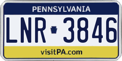 PA license plate LNR3846