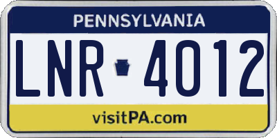 PA license plate LNR4012
