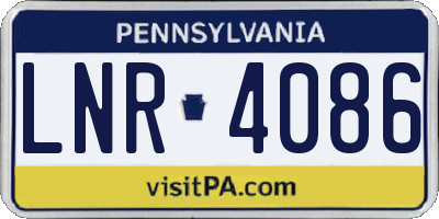 PA license plate LNR4086