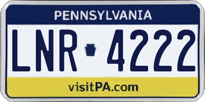 PA license plate LNR4222