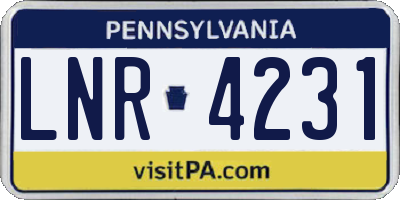 PA license plate LNR4231