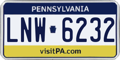 PA license plate LNW6232