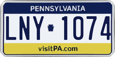 PA license plate LNY1074