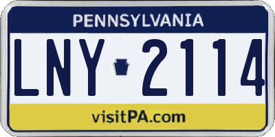 PA license plate LNY2114