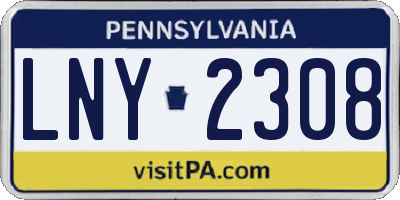 PA license plate LNY2308