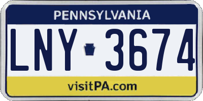 PA license plate LNY3674