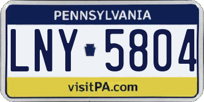 PA license plate LNY5804