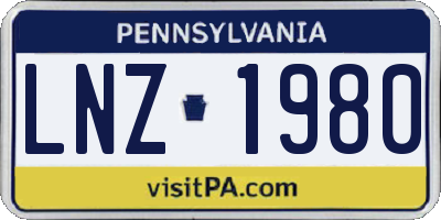 PA license plate LNZ1980
