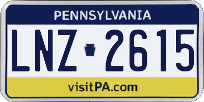 PA license plate LNZ2615