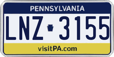 PA license plate LNZ3155