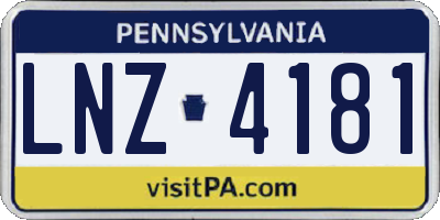 PA license plate LNZ4181