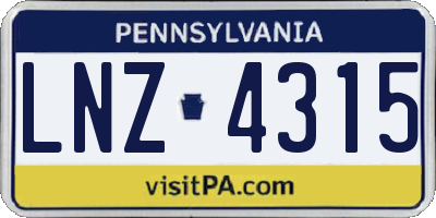 PA license plate LNZ4315