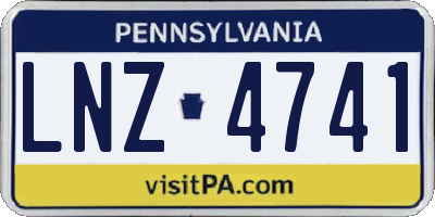 PA license plate LNZ4741