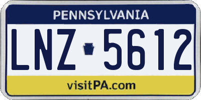 PA license plate LNZ5612