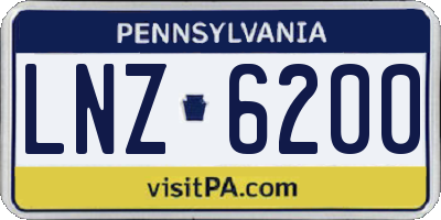 PA license plate LNZ6200