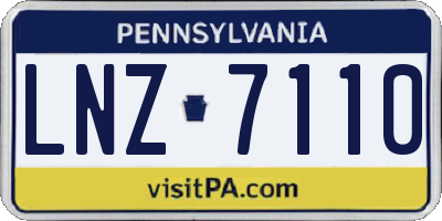 PA license plate LNZ7110